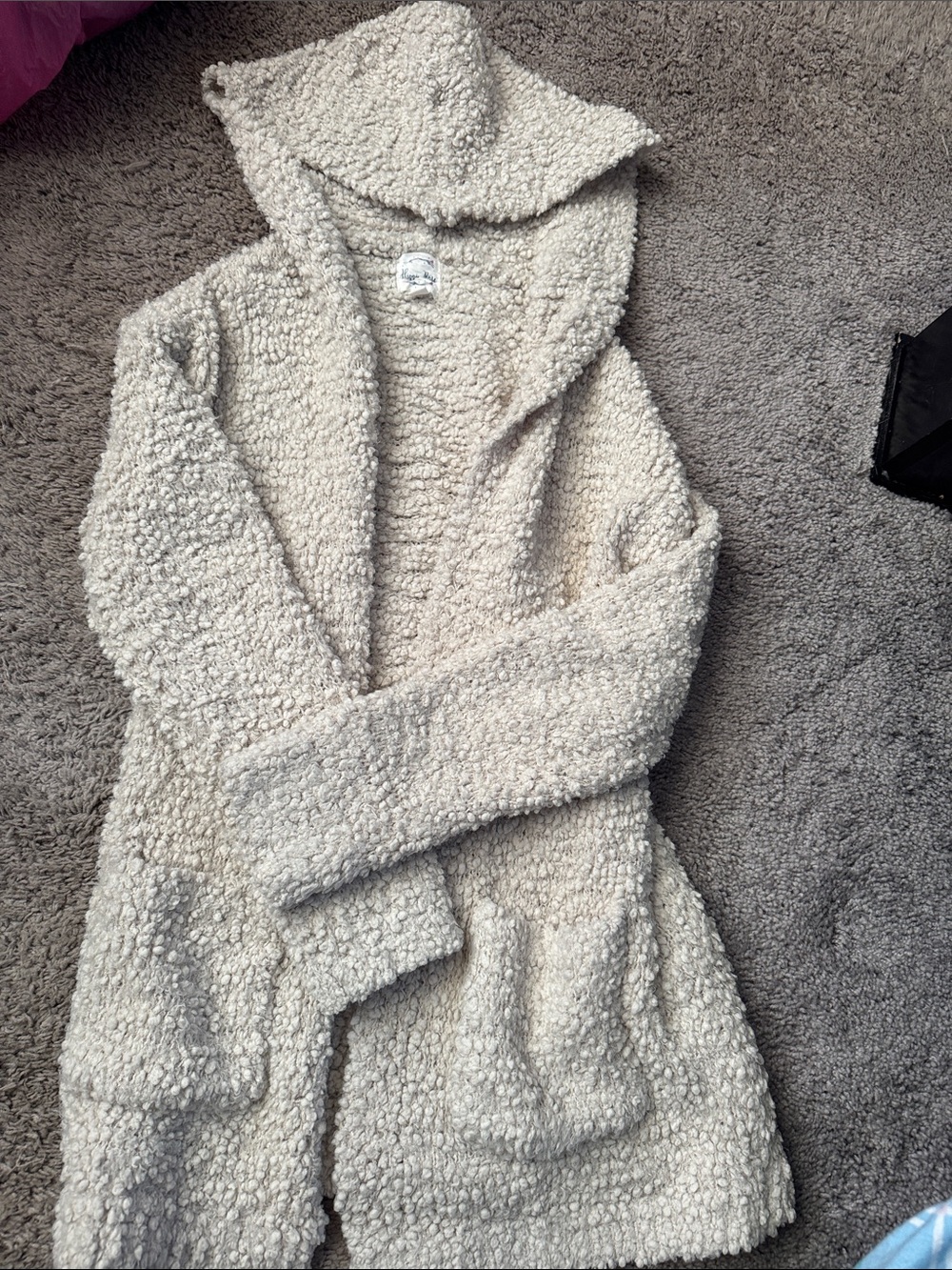 Hippie Rose Cream Teddy Sherpa Hooded Jacket